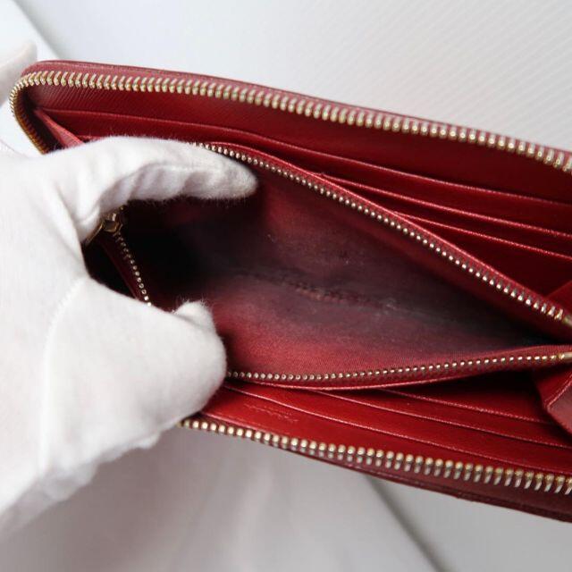 PRADA(プラダ)のs306 プラダ 長財布ラウンドファスナーサフィアーノバイカラーレザー赤ボルドー レディースのファッション小物(財布)の商品写真