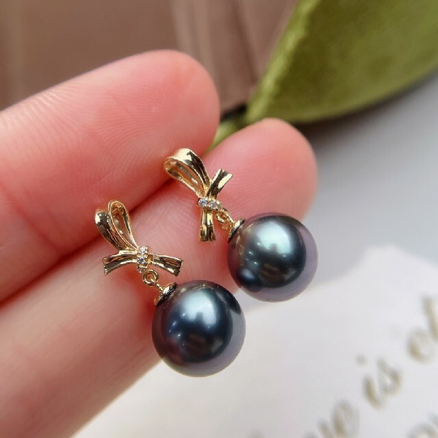 ☆高級 タヒチ黒蝶パール☆✨11.5mm &0.42ダイヤモンド K18リング