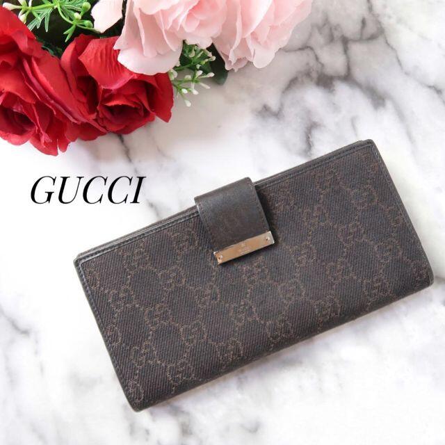 Gucci(グッチ)のs305 良品！グッチGUCCI 長財布GGキャンバス黒ブラウン二つ折り レディースのファッション小物(財布)の商品写真