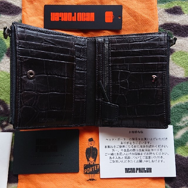 HEADPORTER - 希少!ヘッドPORTER クロコ二つ折り財布中古美品 HEADPORTER - 希少!ヘッドPORTER クロコ二つ折り財布中古美品
