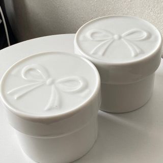 ポーセラーツ 白磁 雑貨 リボンキャンディーボックス２個(食器)