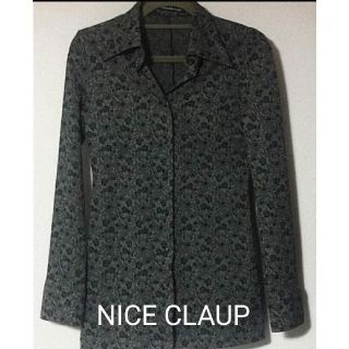 ナイスクラップ(NICE CLAUP)の値下げ！　ナイスクラップ　ウール混　ビンテージ風　花柄　シャツ　ブラウス(シャツ/ブラウス(長袖/七分))