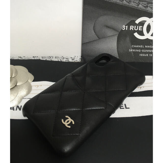 美品☆ シャネル ラムスキン マトラッセ iPhoneケース ブラック