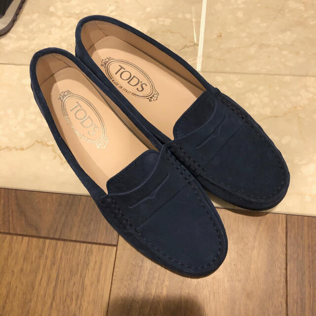 TOD'S トッズ ドライビングシューズ ネイビー  スエード ローファー 36