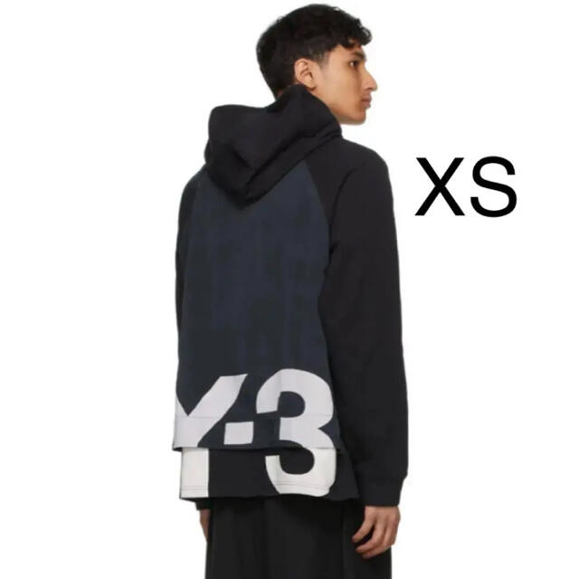 Y-3 ブラック ロゴ グラフィック フーディ XS