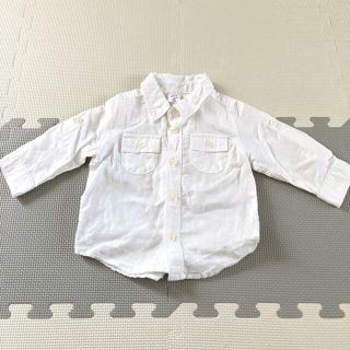 ベビーギャップ(babyGAP)の長袖ワークシャツ ホワイト 美品(シャツ/カットソー)