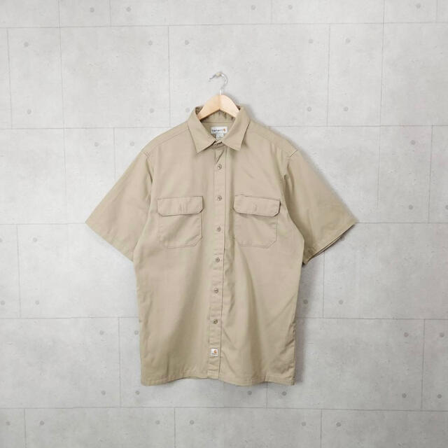 carhartt(カーハート)の90s Carhartt ワークシャツ　ブラウン　無地　半袖シャツ　ポケット メンズのトップス(シャツ)の商品写真