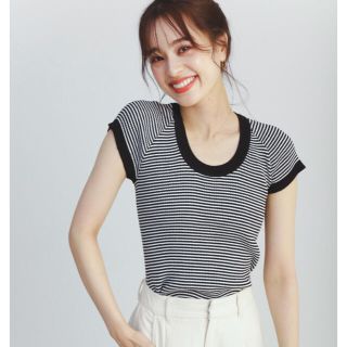 ザラ(ZARA)の【新品・未使用】BASEMENT online ボーダーサマーリブニット(Tシャツ(半袖/袖なし))