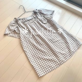 トッコ(tocco)のtocco closet 肩リボン 花びらスリーブ半袖チェックブラウス(シャツ/ブラウス(半袖/袖なし))