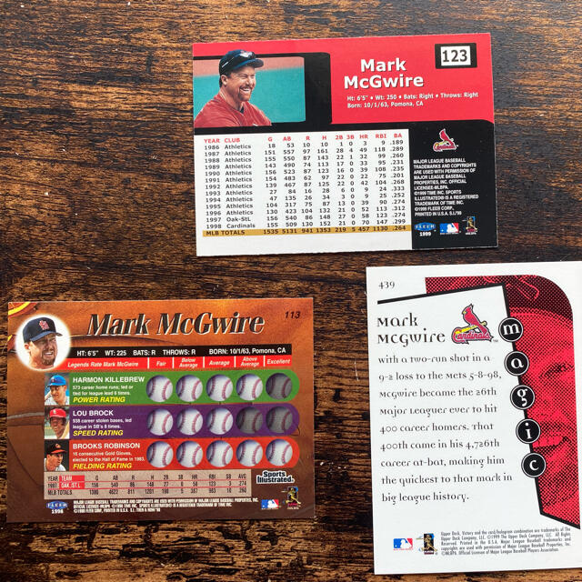 野球カード マーク.マグワイア選手（カージナルス）3枚カードセット