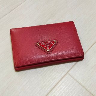 プラダ(PRADA)のPRADA　カードケース　赤(名刺入れ/定期入れ)