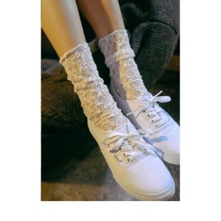 スタイルナンダ(STYLENANDA)の新品未開封 STYLE NANDA シースルーレース編みメッシュソックス 黒(ソックス)