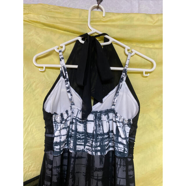 手書き風プリントロングテールミニドレス (ブラック) レディースのフォーマル/ドレス(ミニドレス)の商品写真