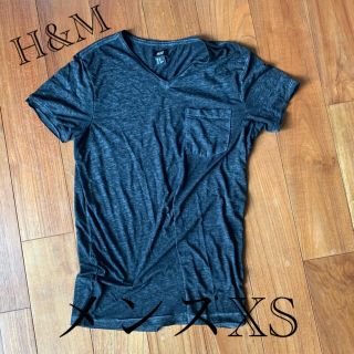 エイチアンドエム(H&M)の新品 H&M メンズ Tシャツ XS グレー Vネック エイチアンドエム(Tシャツ/カットソー(半袖/袖なし))