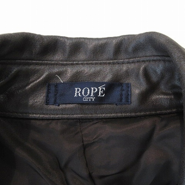 ROPE’(ロペ)のロペ ROPE CITY レザー ジャケット 牛革 革ジャン 比翼 茶 ブラウン レディースのジャケット/アウター(ブルゾン)の商品写真