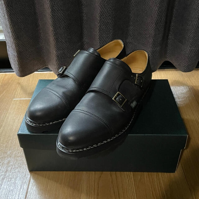 新品PARABOOT パラブーツウィリアムレザーダブルモンクストラップシューズ