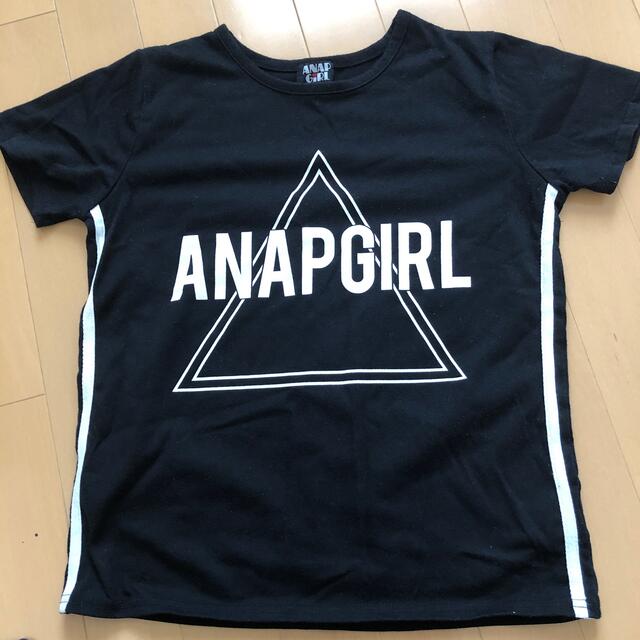 ANAP(アナップ)の☆アナップ☆M☆160センチ☆黒セットアップ☆Tシャツ キッズ/ベビー/マタニティのキッズ服女の子用(90cm~)(Tシャツ/カットソー)の商品写真