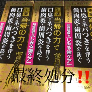 サンスター(SUNSTAR)の生薬塩歯磨き粉（知覚過敏用）85g×3個　最終処分価格‼️(歯磨き粉)