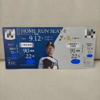 ホッカイドウニホンハムファイターズ(北海道日本ハムファイターズ)の北海道日本ハムファイターズ 札幌ドーム 9/12 チケット(野球)