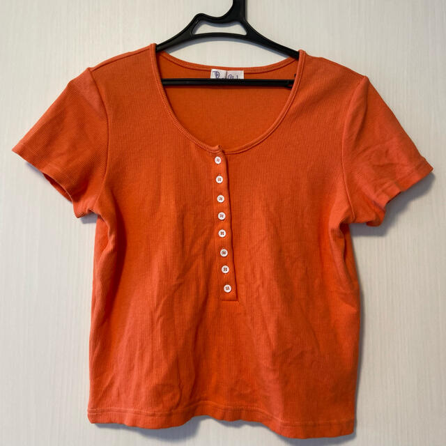 PECO CLUB(ペコクラブ)のペコクラブ　ヘンリーネックTシャツ　オレンジ メンズのトップス(Tシャツ/カットソー(半袖/袖なし))の商品写真