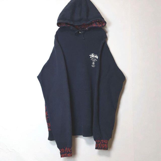 【ワールドツアーロゴ】STUSSY 　でかろご　パーカー　90s レトロ