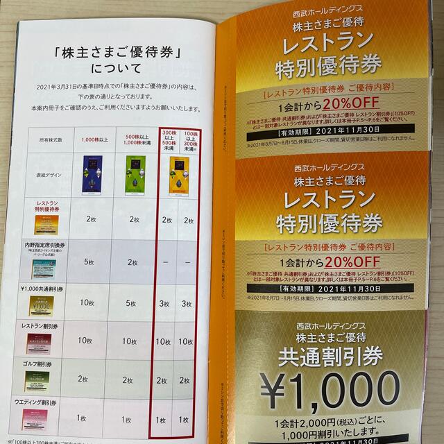 西武ホールディングス　株主優待券 チケットの優待券/割引券(その他)の商品写真