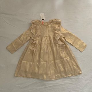 ボンポワン(Bonpoint)の【新品】 louise misha  ゴールド・シルクワンピース  6y(ワンピース)