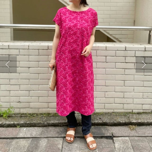 新品ビアズリー フロント駿河 刺繍ワンピース ローズピンク0 S〜M