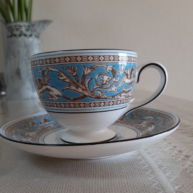 グラス/カップWedgewood　フロレンティーンターコイズ　コーヒーカップ3客　未使用