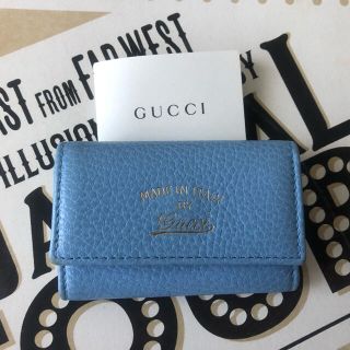 グッチ(Gucci)のGUCCI グッチ キーケース 6連 MADE IN ITALY ブルーレザー(キーケース)