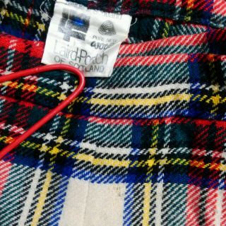 古着スコットランド製ウールの巻きスカート白タータンチェックの通販