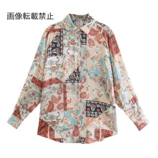 ザラ(ZARA)の🎐8月新作🍧5419◆vintage ヴィンテージ レトロ 柄 シャツ ブラウス(シャツ/ブラウス(長袖/七分))