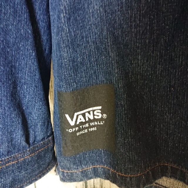 美品VANSフレイムパターン刺繍デニムシャツGジャンファイヤーパターン ...