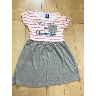 チャンピオン(Champion)のチャンピオン　130サイズ　ワンピース　ピンクボーダー　女の子　子供服　半袖(ワンピース)