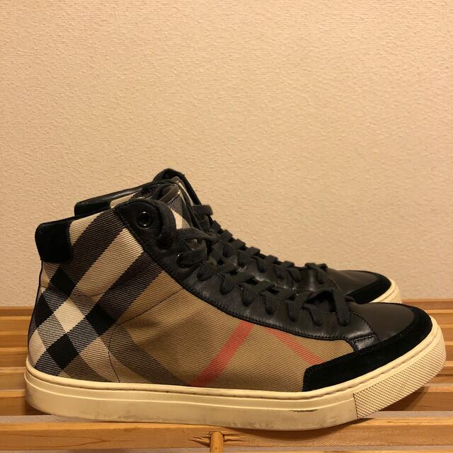 BURBERRY - バーバリー ハウスチェック＆レザー ハイトップスニーカー