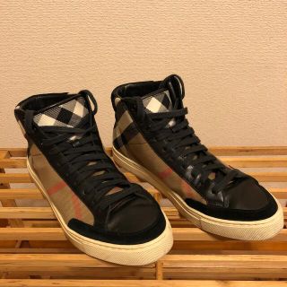 バーバリー(BURBERRY)のバーバリー ハウスチェック＆レザー ハイトップスニーカー(スニーカー)