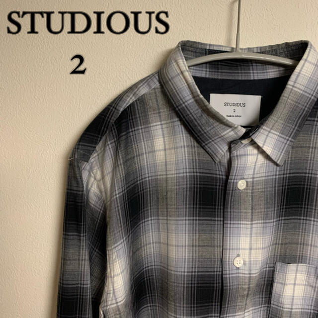 STUDIOUS(ステュディオス)のSTUDIOUS ステュディオス　サイドスリット　チェック柄シャツ　サイズ2 メンズのトップス(シャツ)の商品写真