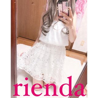 リエンダ(rienda)の3966.rienda シフォン×刺繍レース ホワイト ミニワンピース(ミニワンピース)