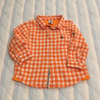 プチバトー(PETIT BATEAU)のオレンジチェックシャツ(シャツ/カットソー)