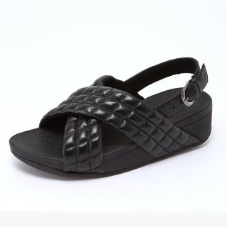 フィットフロップ(fitflop)のフィットフロップ／ブラック キルティング　　レザー サンダル(サンダル)