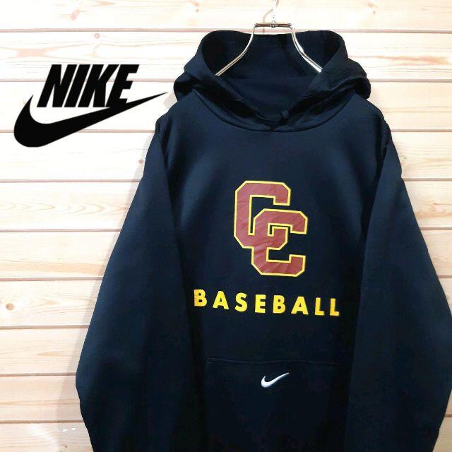 NIKE - ナイキNIKE パーカー 野球BASEBALL 刺繍ロゴ人気の黒 オーバー