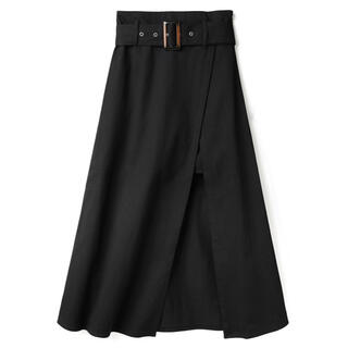 グレイル(GRL)の新品 GRL ベルト付きスリットスカート ブラック(ロングスカート)