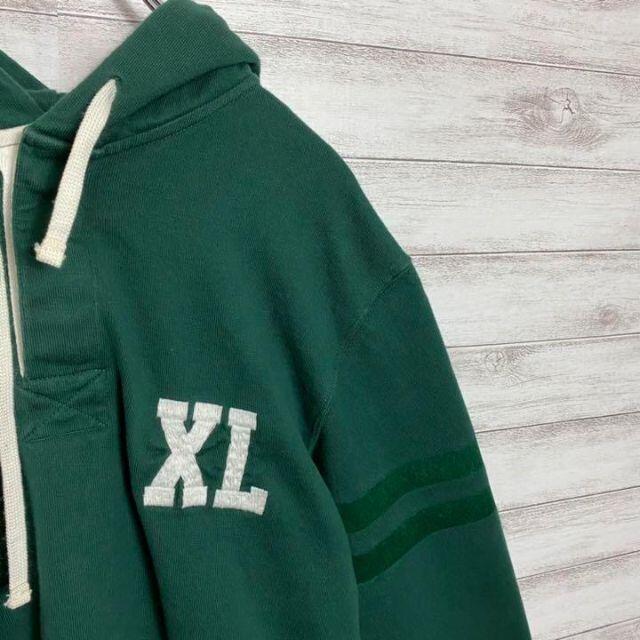 XLARGE(エクストララージ)の【アースカラー】エクストララージ　グリーン　刺繍ロゴ　ラガーシャツ　パーカー メンズのトップス(パーカー)の商品写真