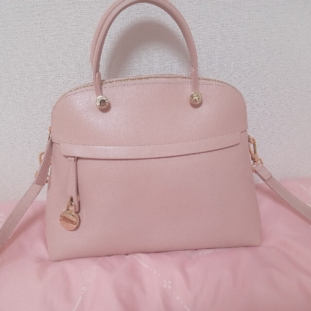 約28cmショルダーの長さFURLA パイパー Mサイズ バッグ ムーンストーン ピンクベージュ