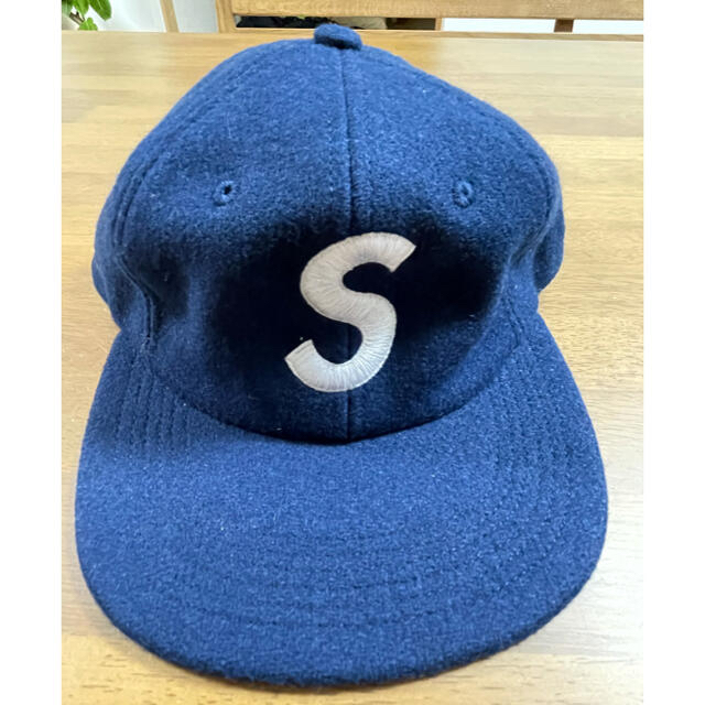 17AW Supreme Wool S Logo 6panel Cap ネイビー