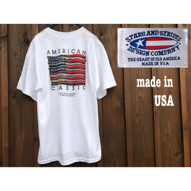 90s USA製 アメリカ柄 プリントTシャツ 星条旗 USA柄 vintage