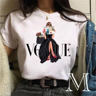 Tシャツ 半袖 ロゴT VOGUE 海外ファッション 韓国服 レディース M(Tシャツ(半袖/袖なし))