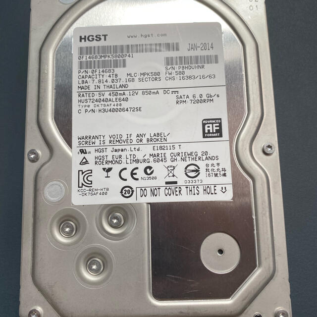 HGST HUS72400ALE640 4TB HDD