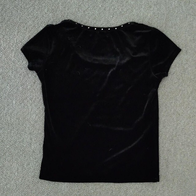 FOXEY(フォクシー)のクイーンズコート 黒 ベロア 半袖 ラインストーン サイズ2 レディースのトップス(カットソー(半袖/袖なし))の商品写真