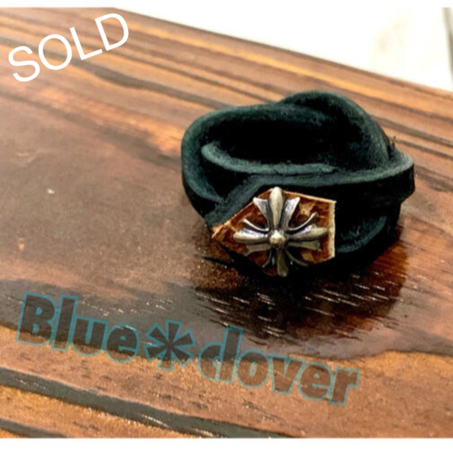 *展示品!ハンドメイド♪ ヴィンテージレザーのトラッシュ加工リング 14.5号*